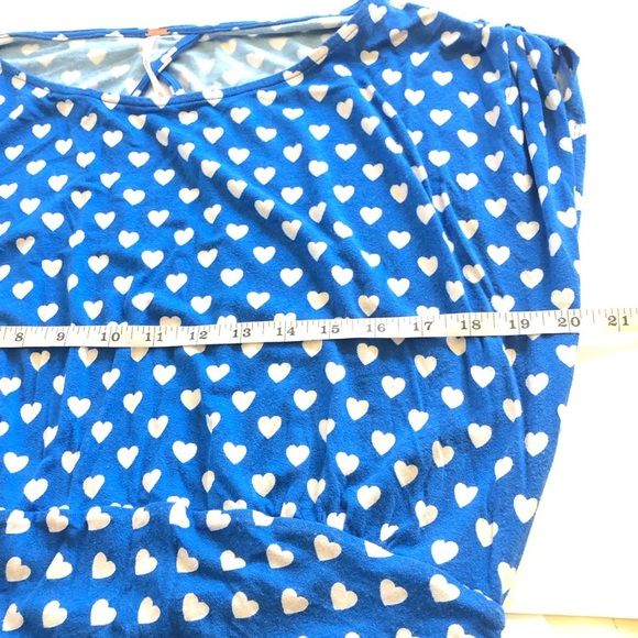 FREE PEOPLE
Lakeside Hearts Print Cutout Rushed Midi Dress In Blue Size XL - Picture 12 of 14